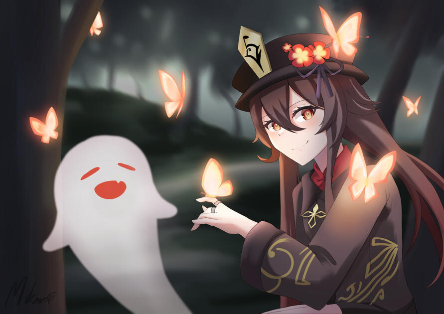 Hu Tao Fan Illustration